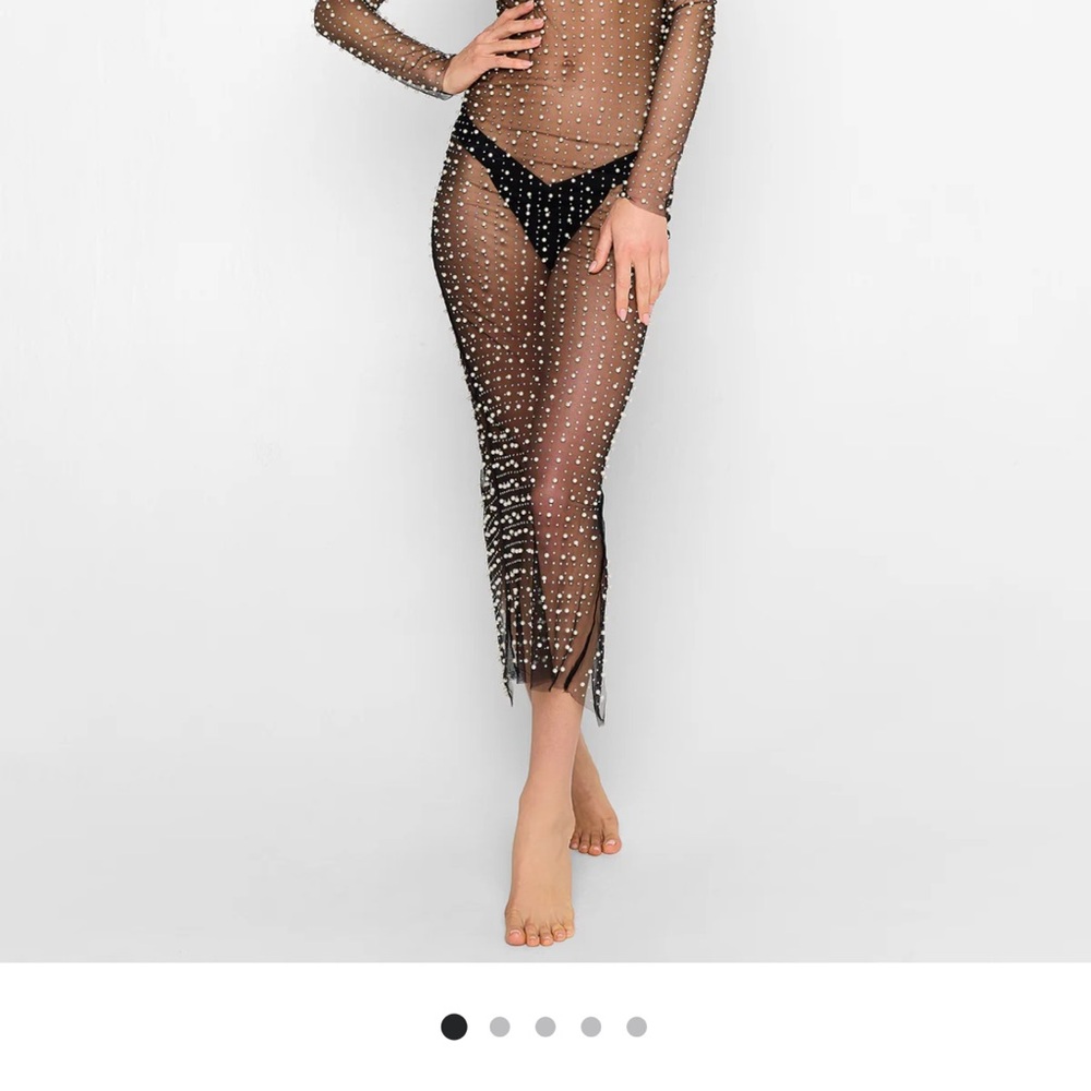 Beach Bunny Black Sheer Embellished Coverup
